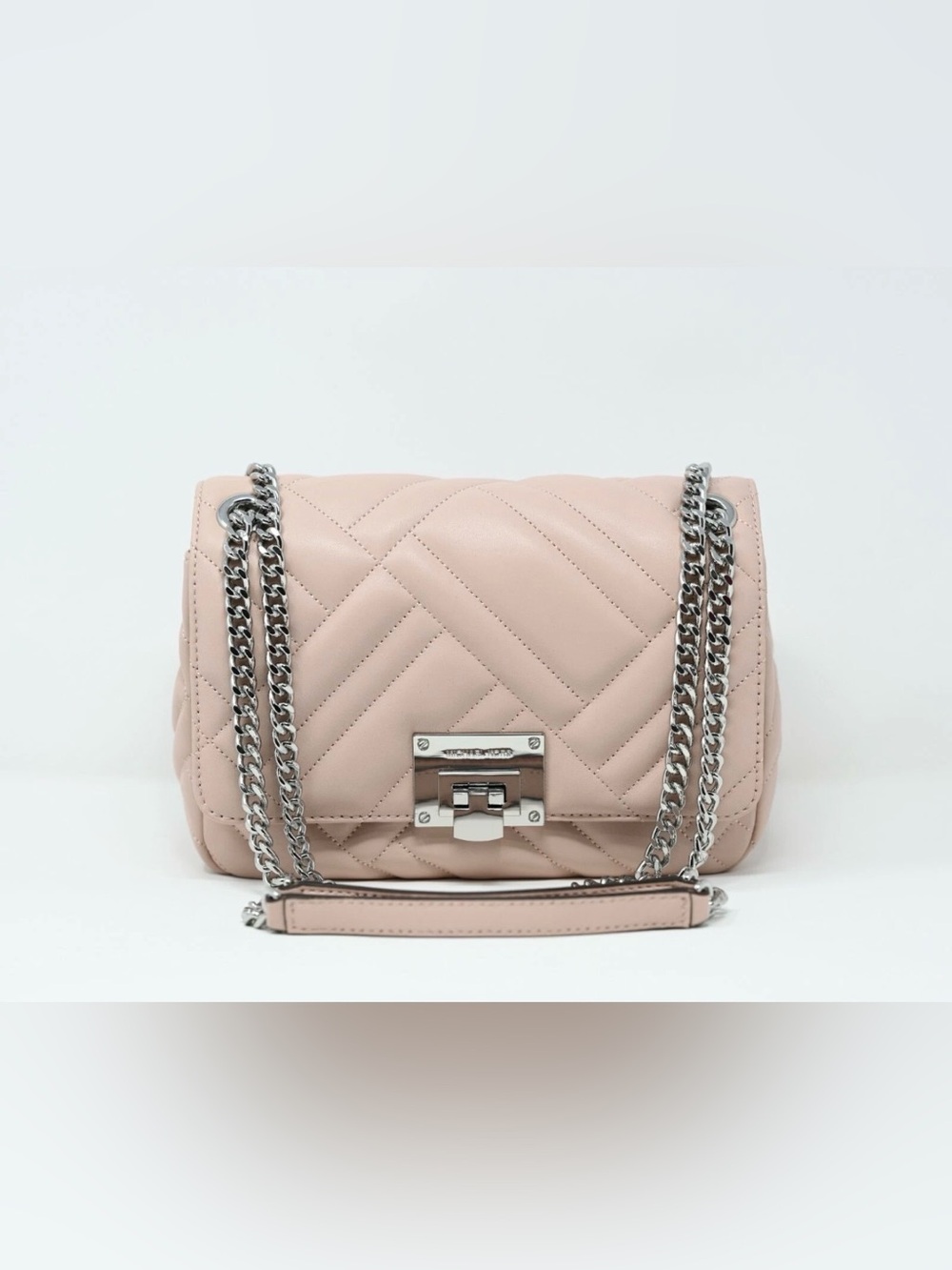 Michael Kors Vivianne Medium Quilted Leather Shoulder Bag Pink Chain Purse